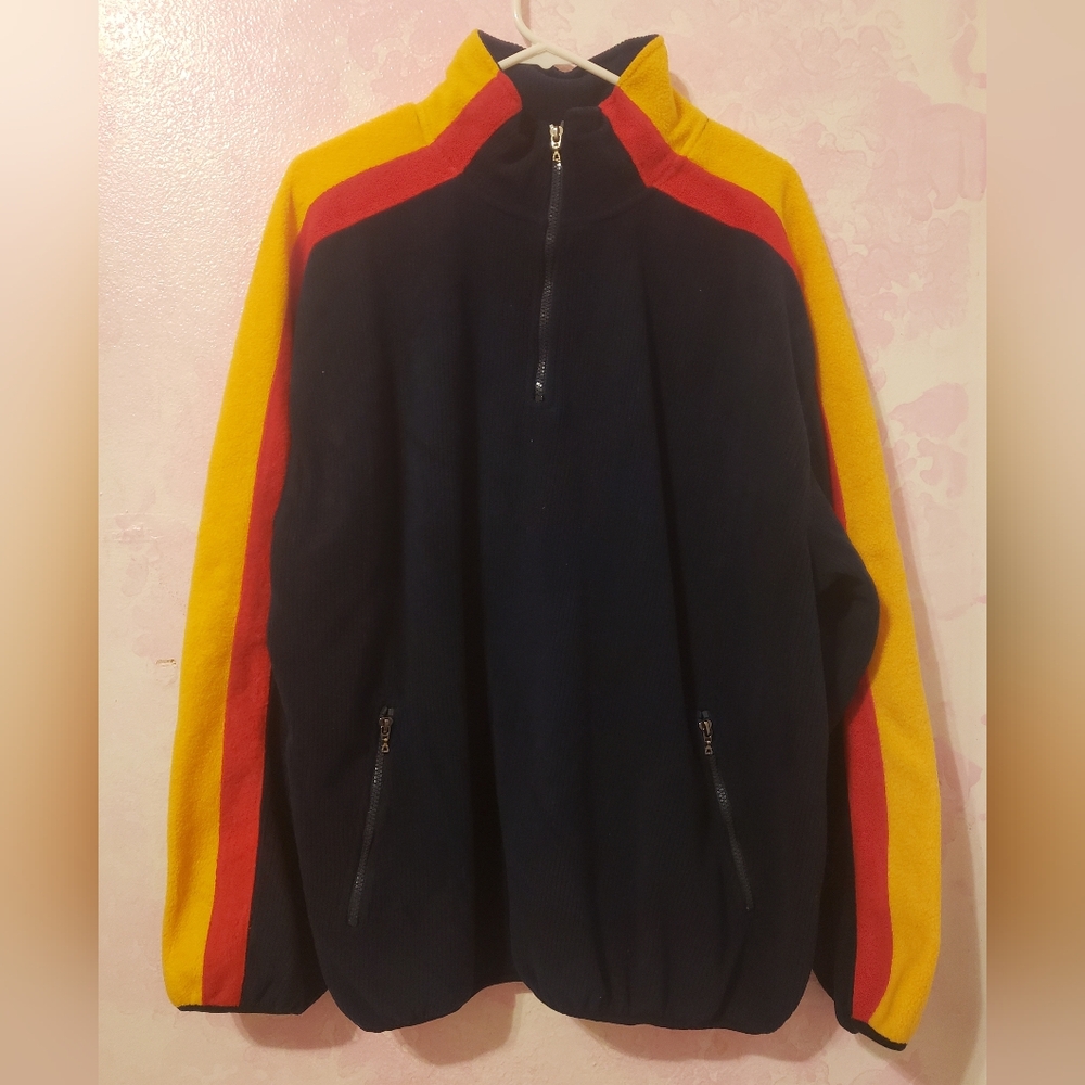 Men's Navy Jacket with Red and Yellow Stripes